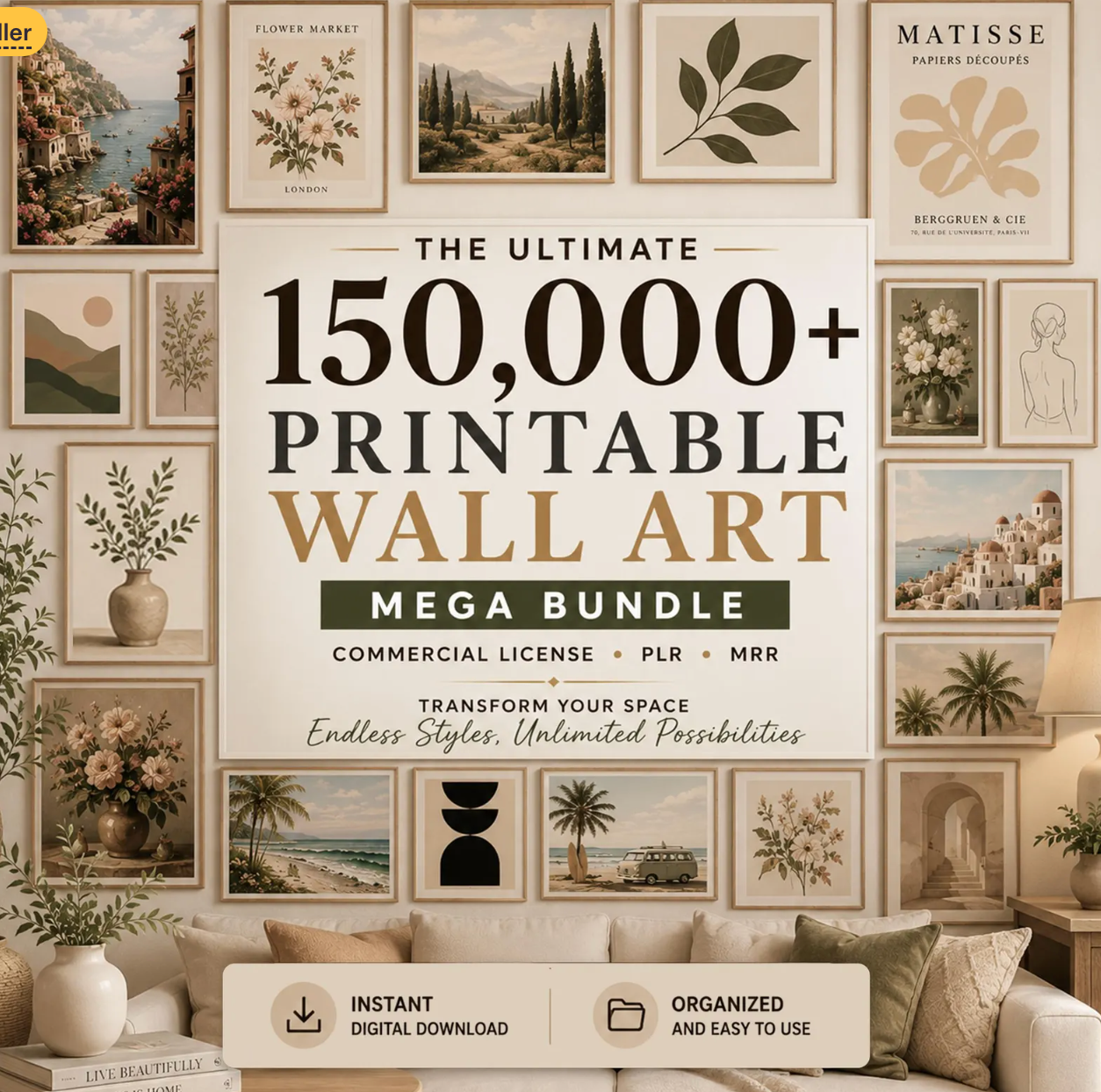 Printable Art Mega Collection, Aesthetic Vintage Abstract Posters, Commercial License PLR